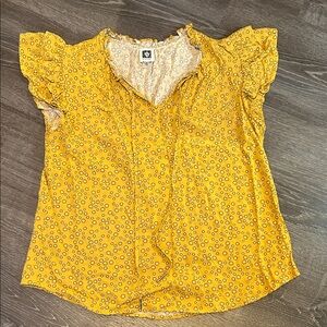 Anne Klein Dark Yellow Women's Top flutter sleeve